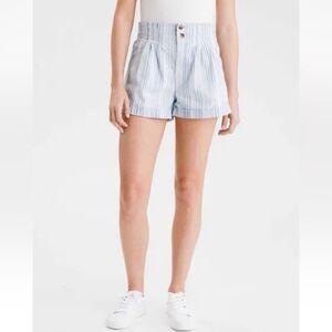 American Eagle Hi-Rise Paperbag Striped Pleated Shorts Size 6 Stretch